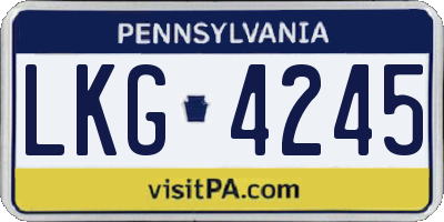 PA license plate LKG4245