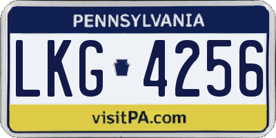 PA license plate LKG4256