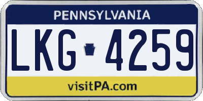 PA license plate LKG4259