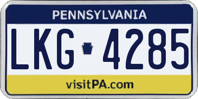 PA license plate LKG4285