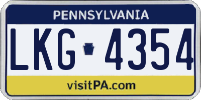 PA license plate LKG4354