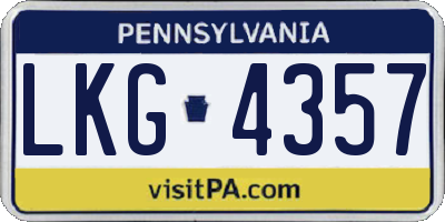 PA license plate LKG4357