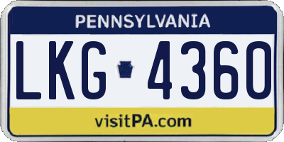 PA license plate LKG4360