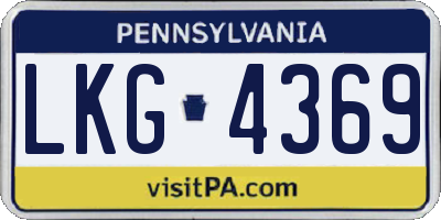 PA license plate LKG4369