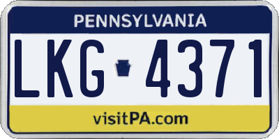 PA license plate LKG4371