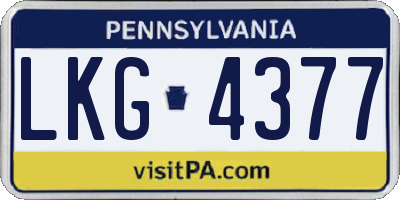 PA license plate LKG4377
