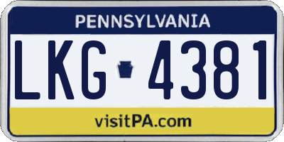 PA license plate LKG4381