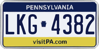 PA license plate LKG4382