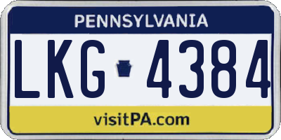 PA license plate LKG4384