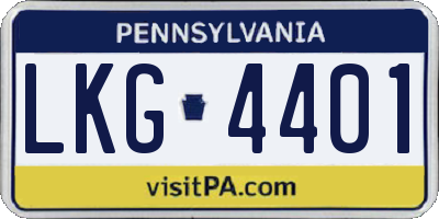 PA license plate LKG4401