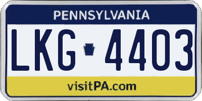 PA license plate LKG4403