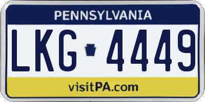PA license plate LKG4449