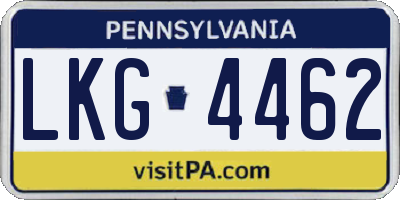 PA license plate LKG4462