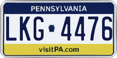 PA license plate LKG4476
