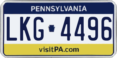 PA license plate LKG4496