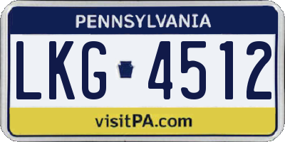 PA license plate LKG4512