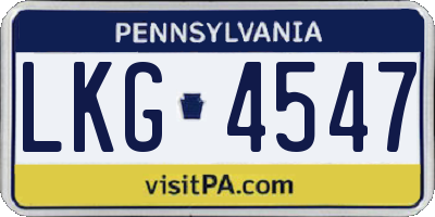 PA license plate LKG4547