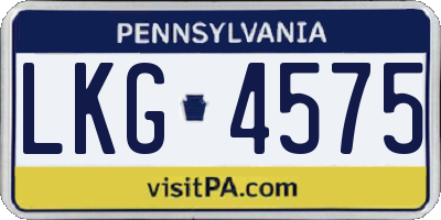 PA license plate LKG4575