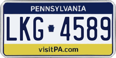 PA license plate LKG4589