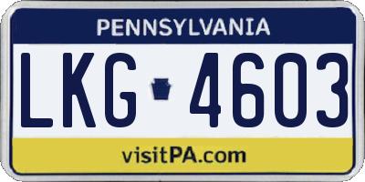 PA license plate LKG4603