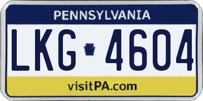 PA license plate LKG4604