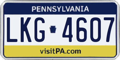 PA license plate LKG4607