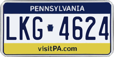 PA license plate LKG4624