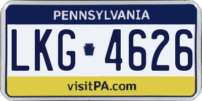 PA license plate LKG4626