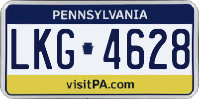 PA license plate LKG4628