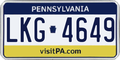 PA license plate LKG4649