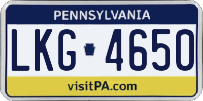 PA license plate LKG4650