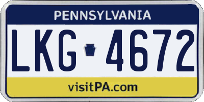 PA license plate LKG4672