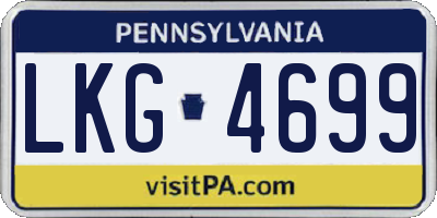 PA license plate LKG4699