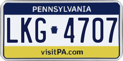 PA license plate LKG4707
