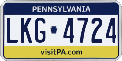 PA license plate LKG4724