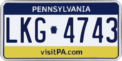 PA license plate LKG4743
