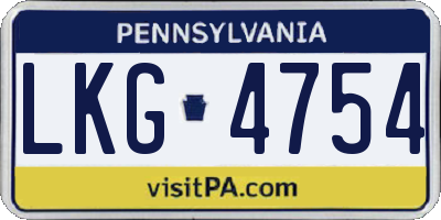 PA license plate LKG4754