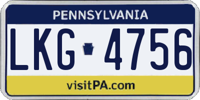 PA license plate LKG4756