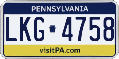 PA license plate LKG4758