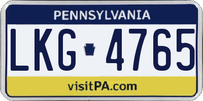 PA license plate LKG4765