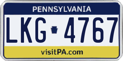 PA license plate LKG4767