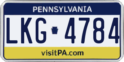 PA license plate LKG4784