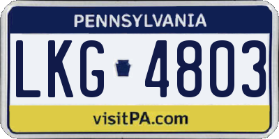 PA license plate LKG4803
