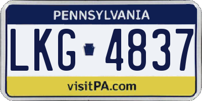PA license plate LKG4837