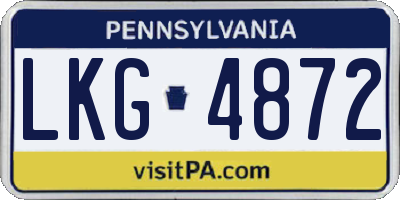 PA license plate LKG4872