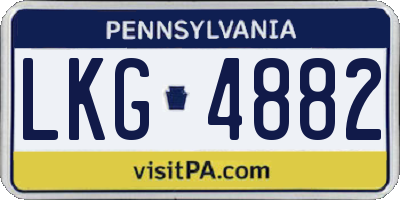 PA license plate LKG4882