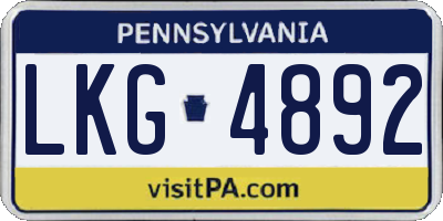 PA license plate LKG4892