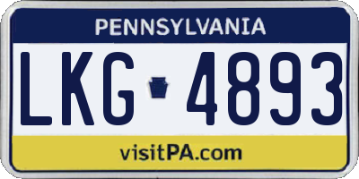 PA license plate LKG4893
