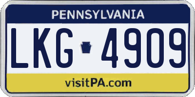PA license plate LKG4909