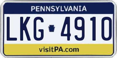 PA license plate LKG4910